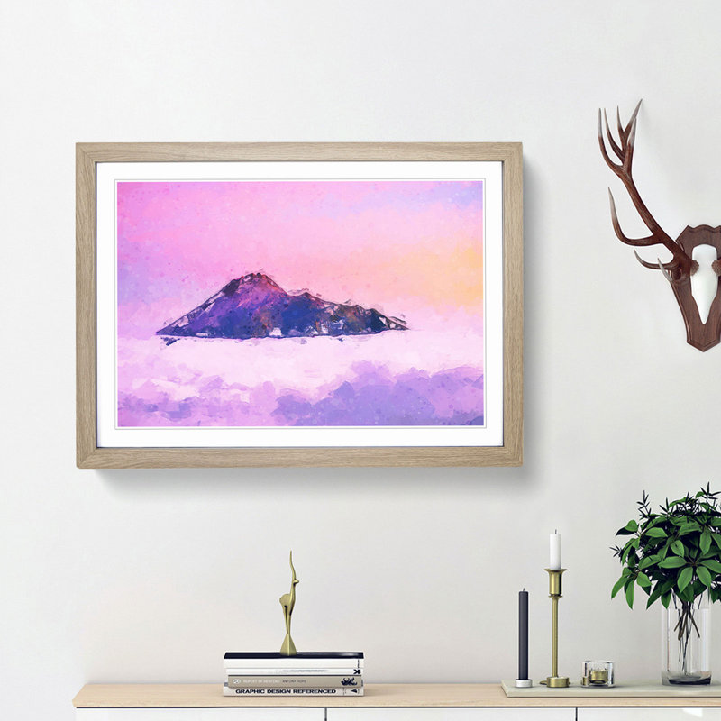 Mount Merapi in Indonesia in Abstract - Picture Frame Graphic Art Print, Oak Framed, 48cm H x 65cm W x 2cm D