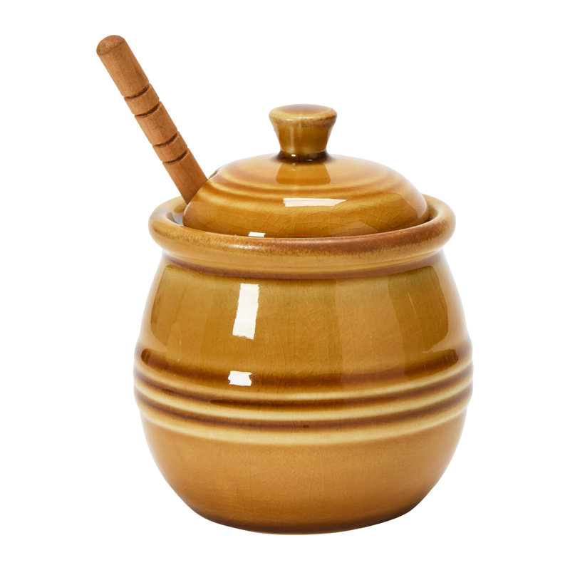 Pot à miel en grès gaufré Farmhouse, Brun