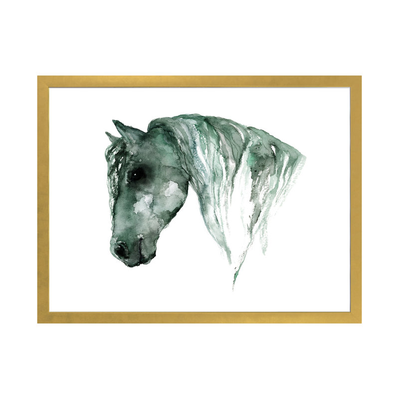 Art du cheval, H 16 po x l 24 po x P 1 po, Papier encadré doré