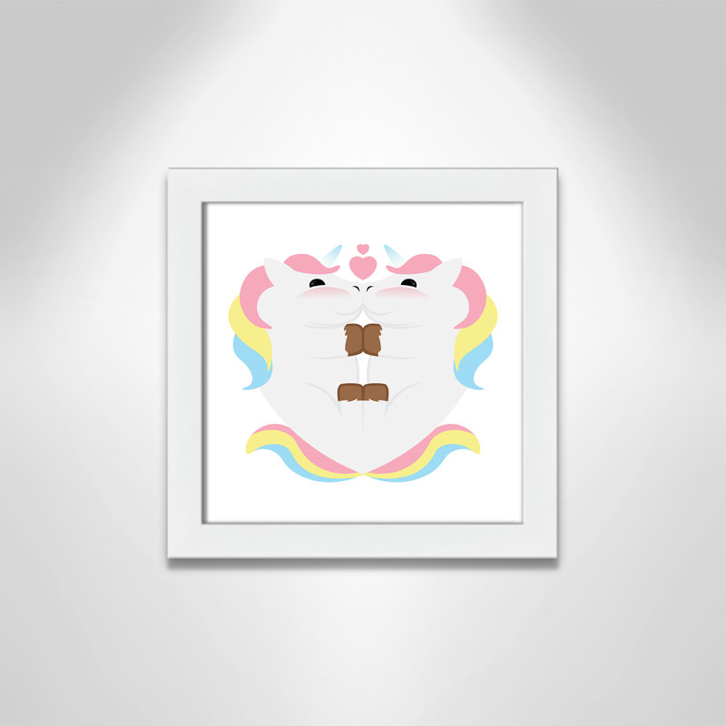 Décoration murale Unicorn Hugs, H 12 po x l 12 po x P 0,63 po, Cadre blanc