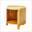 Table basse rotative moderne avec rotin et rangement caché, parfaite pour les espaces de vie élégants et fonctionnels.