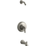 Kohler Bancroft Rite-Temp Bath and Shower Valve Trim with Metal Lever Handle and Slip-Fit Spout, Less Showerhead