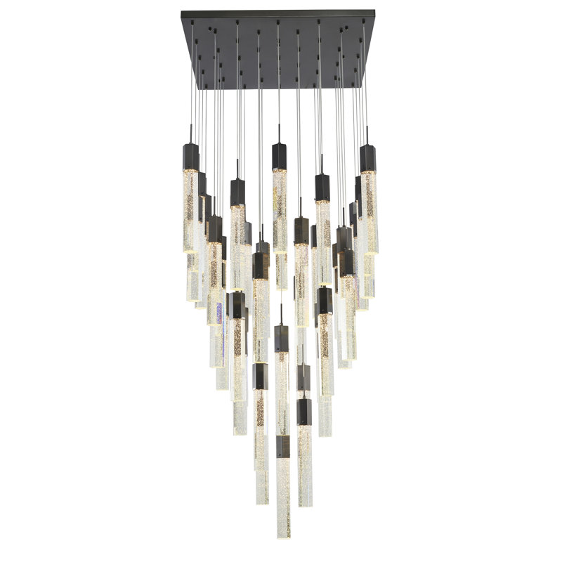 Lustre en or 25 lumières avec abat-jour en cristal Avenall Avenall, Noir mat