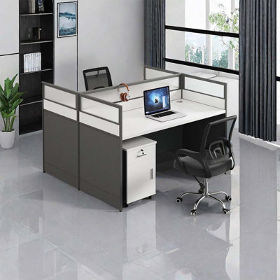 Mickaela Rectangle 2 Person Partition Desk with Cable Management