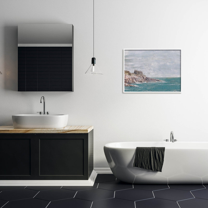«Rocky Cliff Ocean Landscape», estampe numérique par Savannah Miler, H 24 po x l 30 po x P 1,5 po