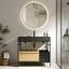 Meuble-lavabo modulaire de 36 po de style industriel, avec un cadre en métal robuste, surmonté d'un bassin en pierre artificielle sans soudure et facile à nettoyer, sans drain ni robinet-131244234