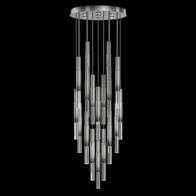 Antonia 25 - Light LED Cluster Pendant, Soft Ombre Silver Leaf/Brass