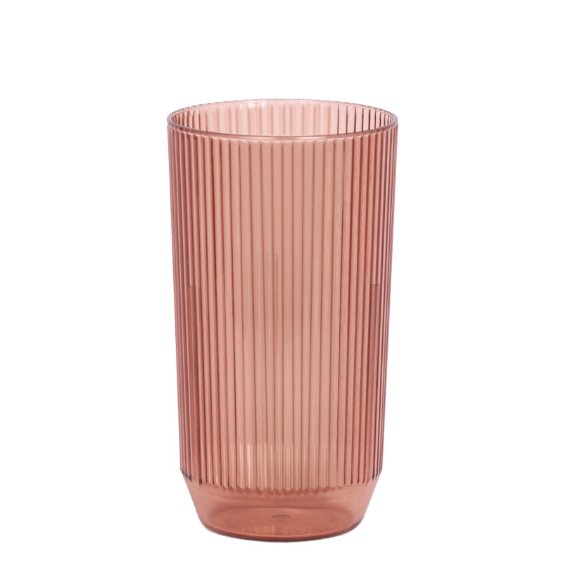 Verre à boire cannelé en plastique à l'avant de la maison, Bleu, 10 oz