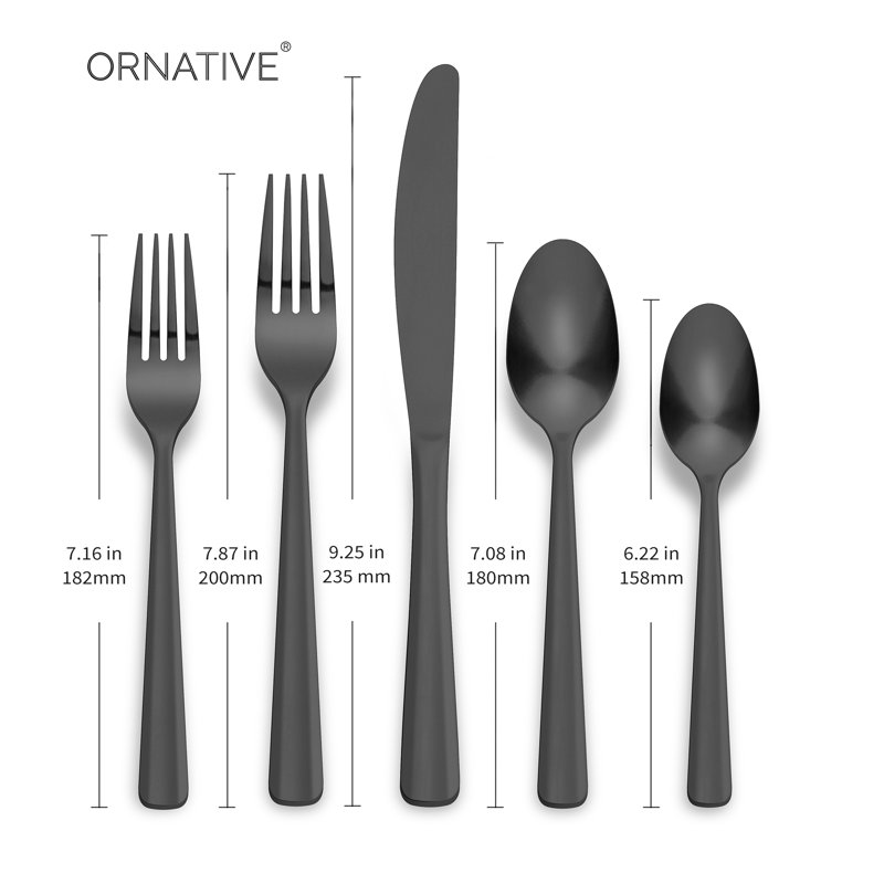 Ensemble de couverts 42 pièces en acier inoxydable avec buffet ALICJA, Noir