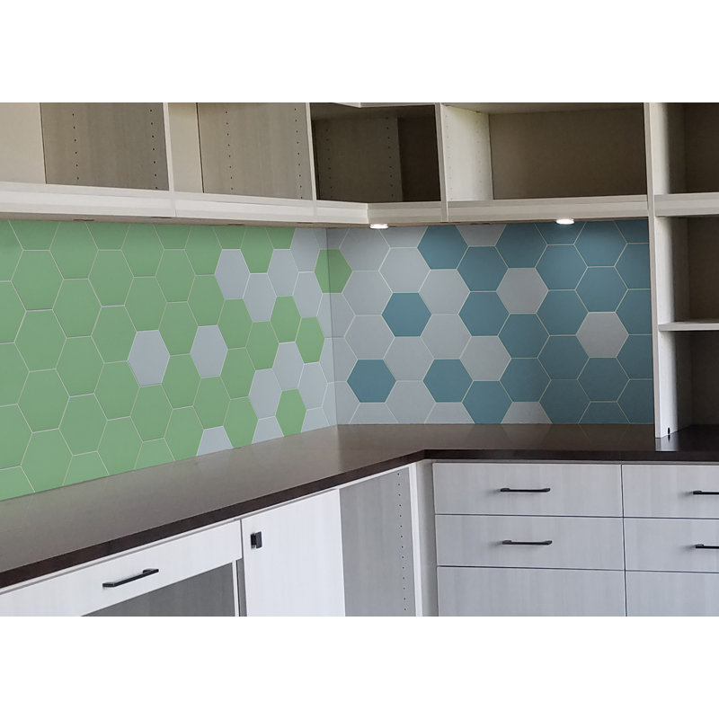Carreau mural auto-adhésif en pierre hexagonale 6 "x 6,9" Bex, Plante grasse