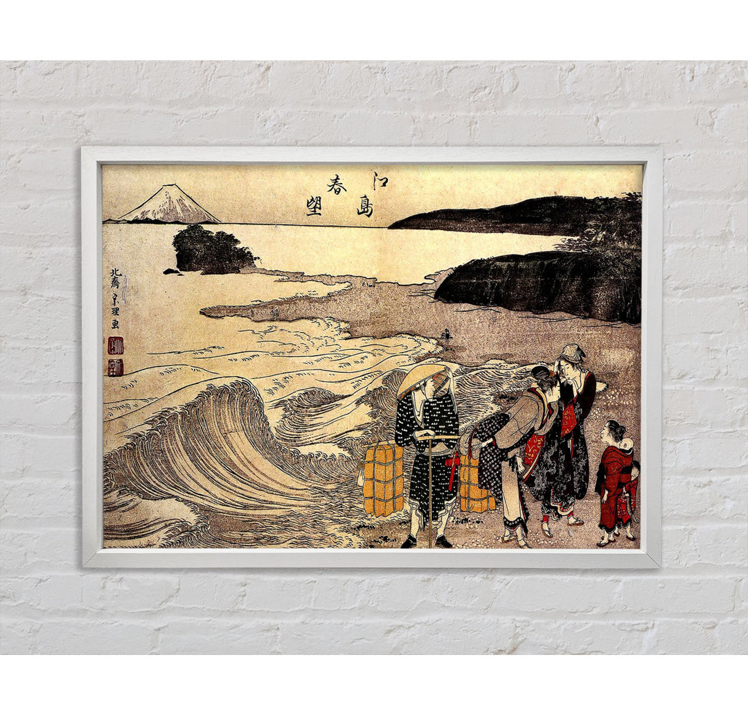 Katsushika Hokusai Frauen am Strand von Enoshima - Druck