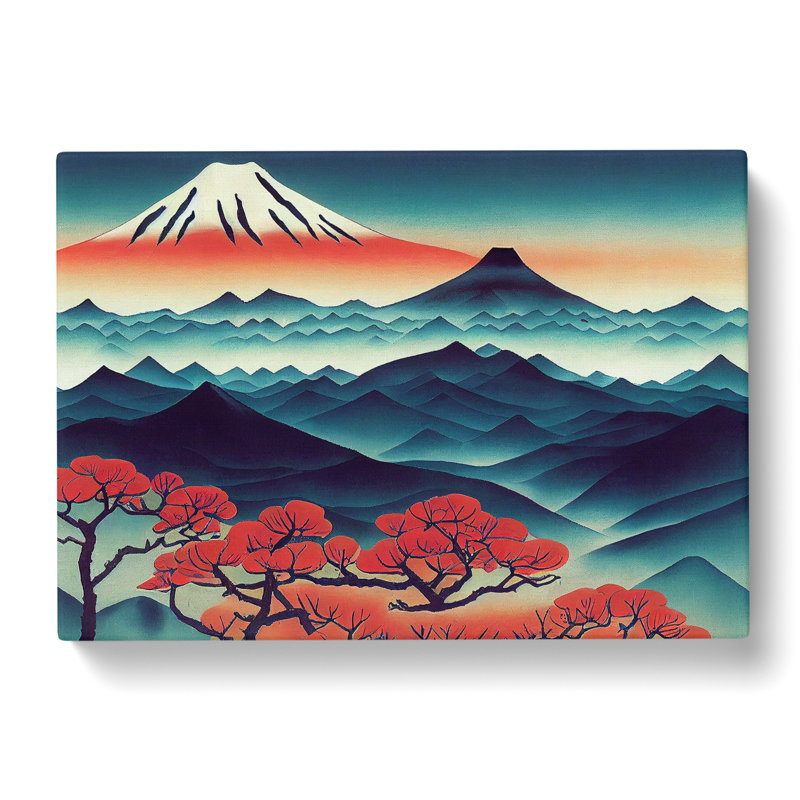 Placid Japanese Mountains - Wrapped Canvas Print, 40cm H x 60cm W x 3cm D