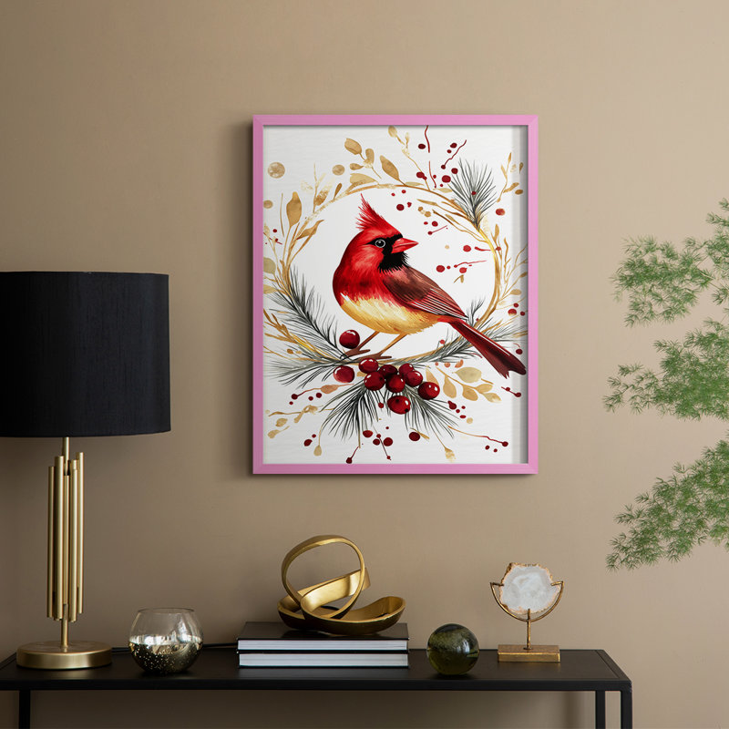 «Christmas Holiday Art CMXCII», reproduction d'art encadrée - bois massif, H 11 po x l 9 po, Rose
