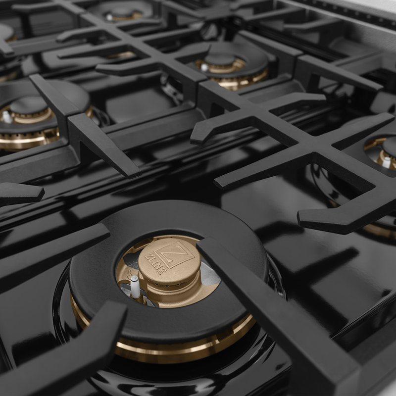 ZLINE Autograph 48 in. Classic Gas Range with 8 Burner DuoPro Cooktop w/ Champagne Bronze Accents, Satin Stainless Steel