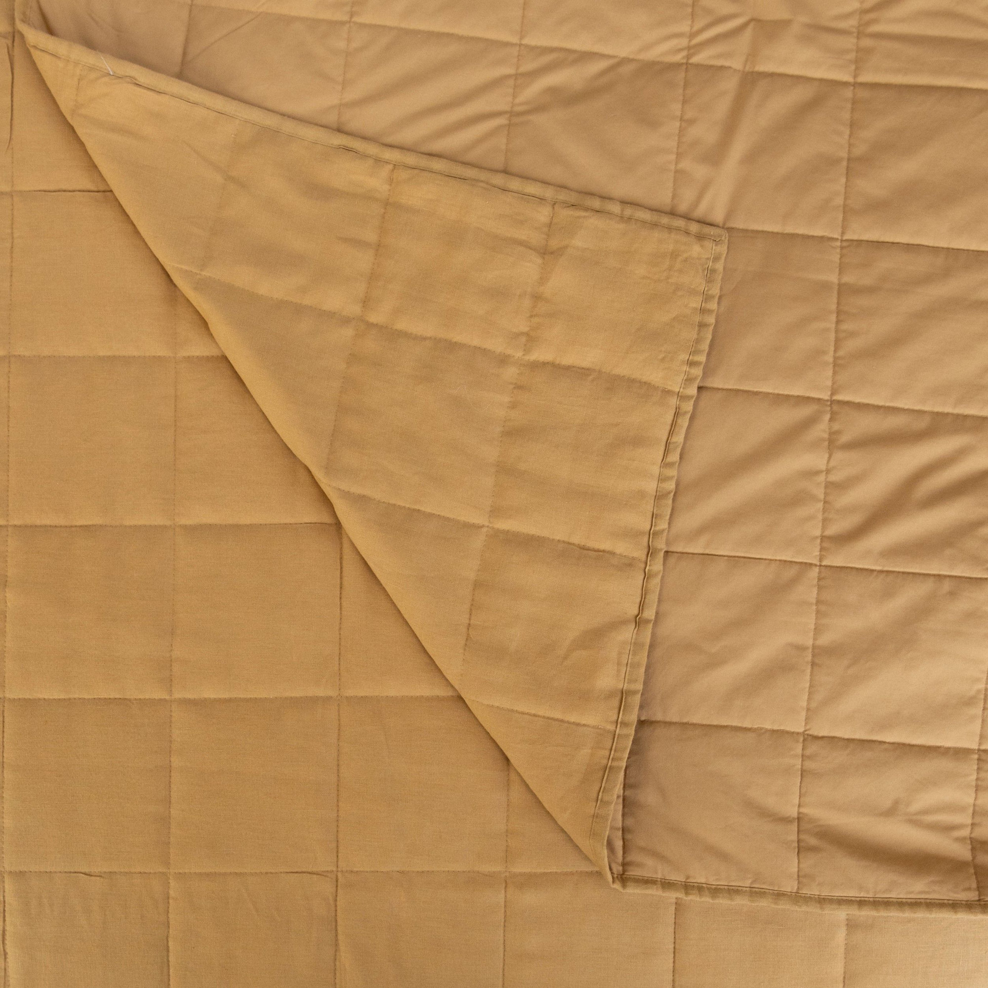French Linen Box Stitch Quilt, Honey, Twin Quilt