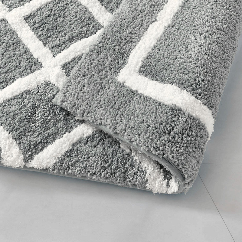 Reversible High Pile Tufted Microfiber Bath Rug, Gray, 60" L x 24" W