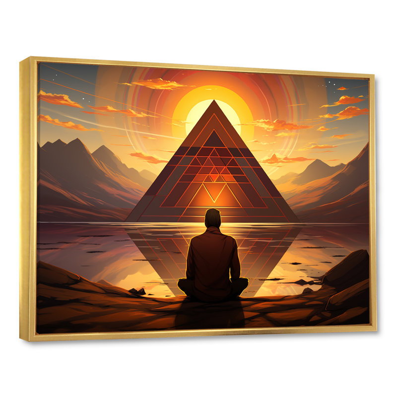 Yoga Mindfulness pratique - art mural de yoga, Cadre flottant doré, H 30 po x l 40 po x P 1,5 po