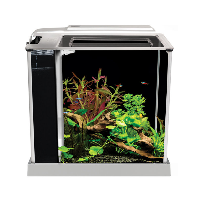 Black Glass 2.6 Gallon Desktop Aquarium Kit with LED Lighting