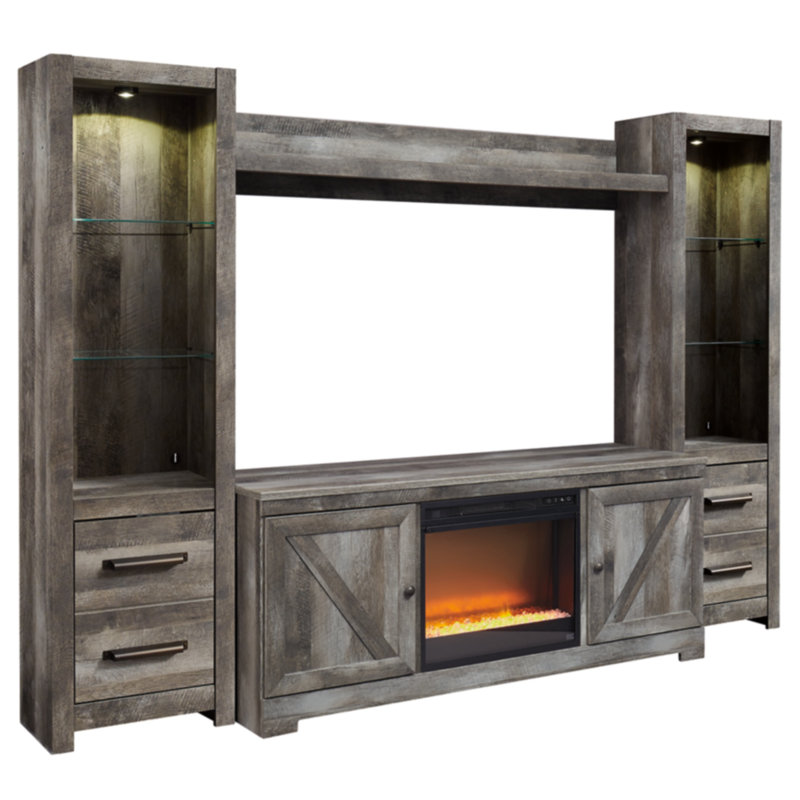 Dazya Unfinished Entertainment Center for TVs up to 60" with Fireplace Included