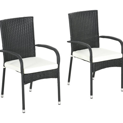 2Pcs Patio Dining Chairs With Cushions, Stackable. Cream White, & For Outdoor, Deck. - Cushions 2 Stackable Pe Outdoor Cushions. Armrest Patio, White Design. 22" W X 23.5" D 37.5" H. 264 Lbs