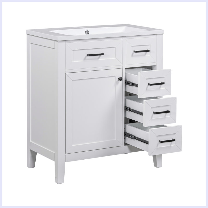 Modern Bathroom Vanity with Sink Combo and Drawers, White