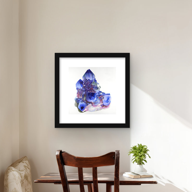 Blue and Purple Quartz Crystal Framed Print for Home Decor