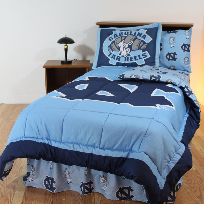 NCAA Sateen Comforter, King Comforter + 7 Additional Pieces, North Carolina