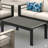 43" X 24" All-Weather Metal Outdoor Coffee Table With Wood-Look Top And Black Frame-317866605