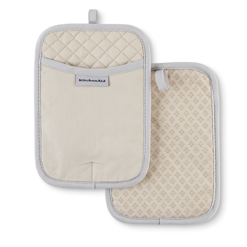 Milkshake Tan Silicone Grip Rectangle Pot Holder Set, 7" x 10"