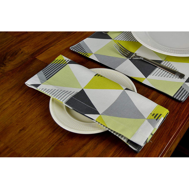 Amelia 100% Cotton Geometric Rectangle Napkin, Ochre Yellow