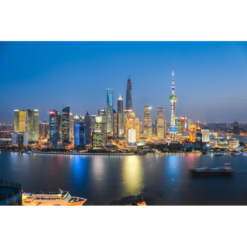 Beautiful Night in Shanghai - Photographie sur toile tendue, L 12 po x H 8 po