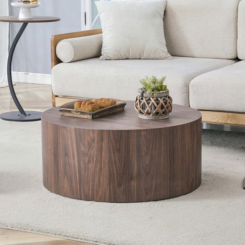 Table basse cylindrique profonde noyer