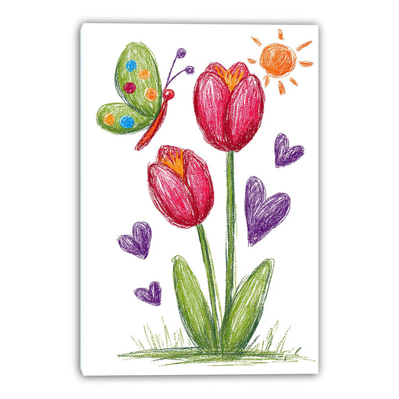 Sunny Tulips Wrapped Canvas Wall Art, 32"W x 48"H x 1.5"D