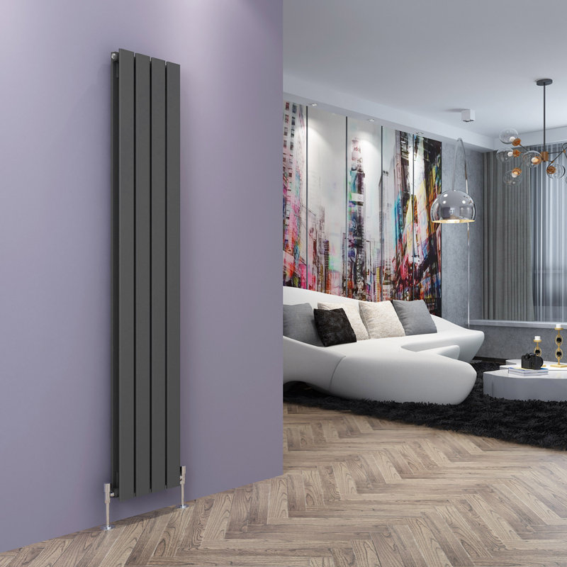 Chasity Vertical Designer Radiator, Anthracite, 180cm H x 30cm W x 6.1cm D, 2