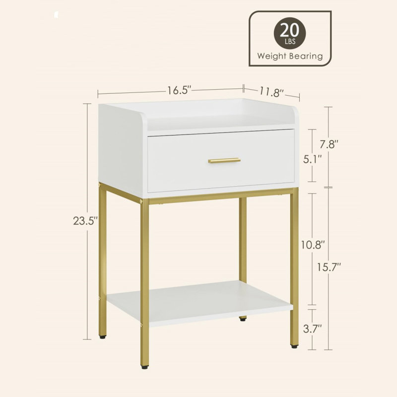 Petite table de bout à 3 niveaux avec table de bout blanche