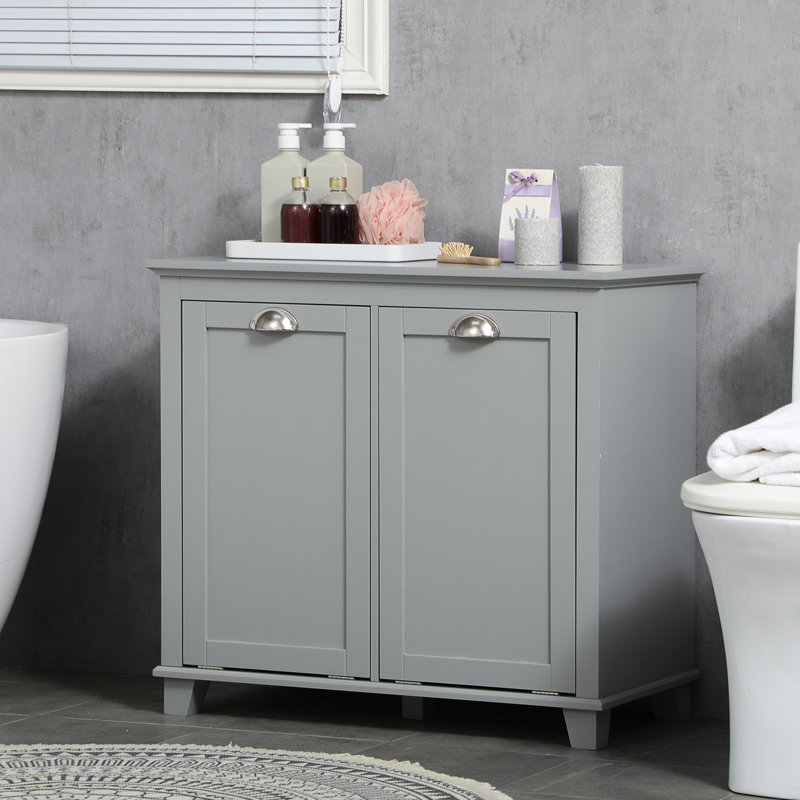 Armoire à linge inclinable, rangement de salle de bain gris avec panier à linge - espace généreux pour la lessive, la construction, l'eau, le nettoyage facile, le basculement, l 30 po x P 15,53 po H 27,5 po