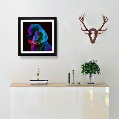 Poodle Neon - Single Picture Frame Print on Wood
