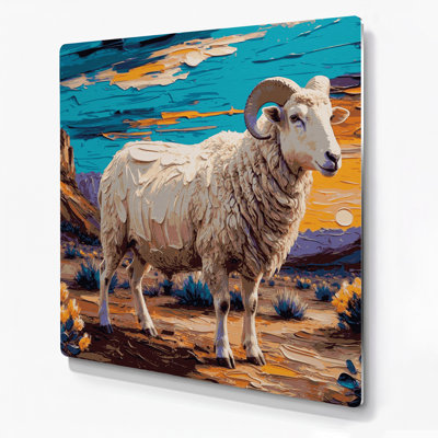 «Southwestern Animals Sheep 50», art mural gris en métal