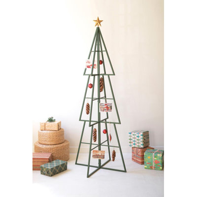 Présentoir de décoration d'arbre de Noël en métal peint vert