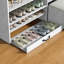 Armoire à chaussures multifonctionnelle avec tablettes réglables, tabouret, tiroir escamotable, range-chaussures minimaliste avec surface supérieure robuste pour différentes tailles d'articles, blanc