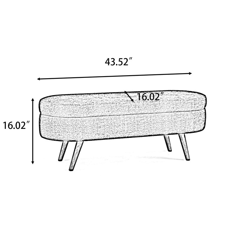 Banc de rangement rembourré Modern, Beige