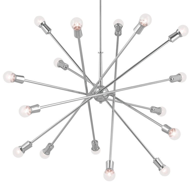Lustre spoutnik 16 lumières à intensité variable Armstrong, Chrome