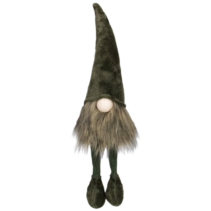 Gnome de Noël vert assis 20 "avec pieds suspendus tricotés