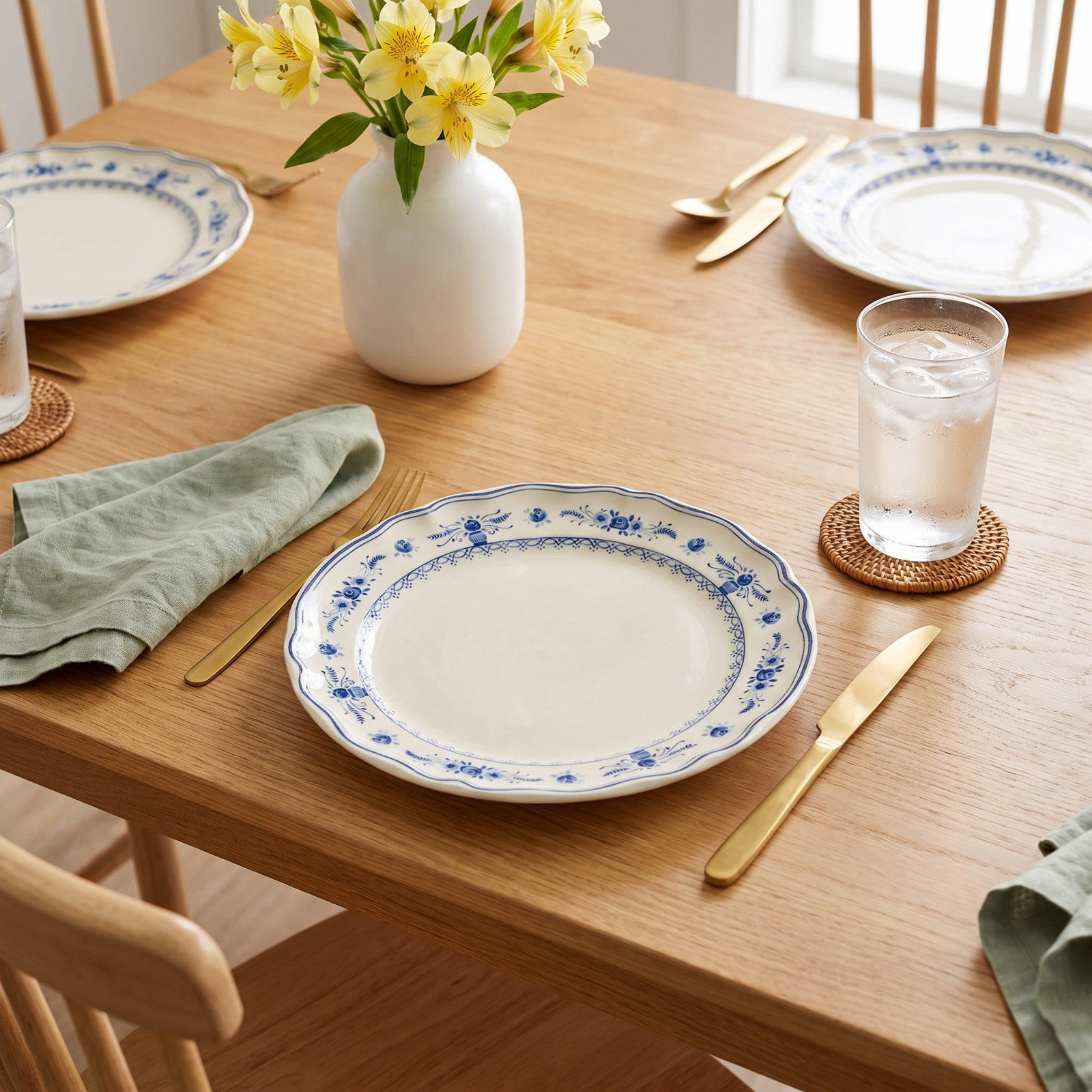 Vila 11" Dinner Plate, Beige/Blue