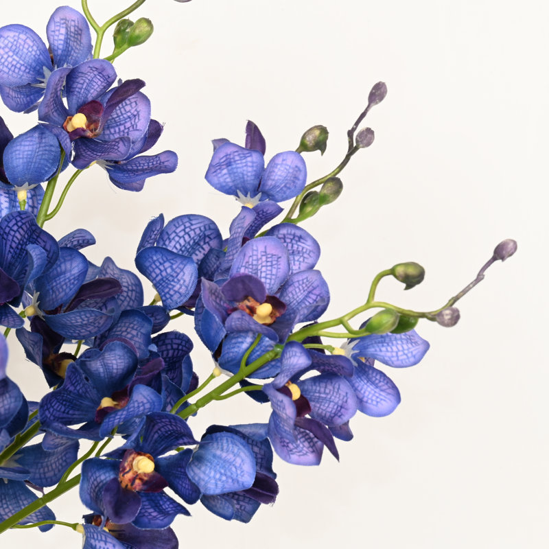 Arrangement floral orchidée artificielle 22 po dans un vase en verre, Blue