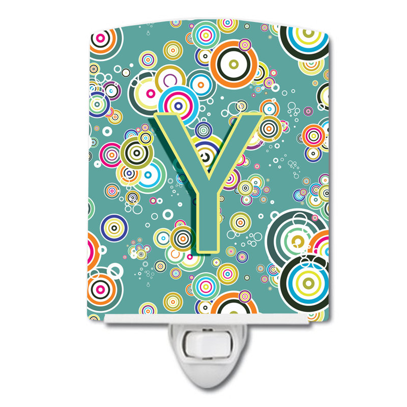 Circle Initial Alphabet Ceramic Night Light, Y