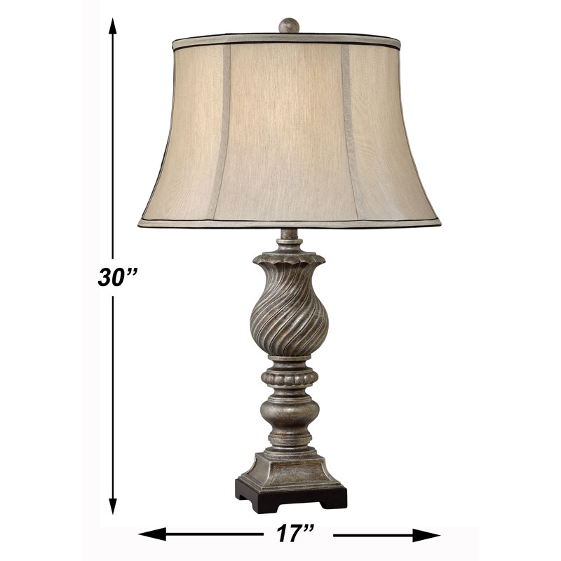 Mulinello 30 in. Aged Silver with Black Table Lamp