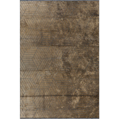 Rapture Brown Geometric Luxury Area Rug