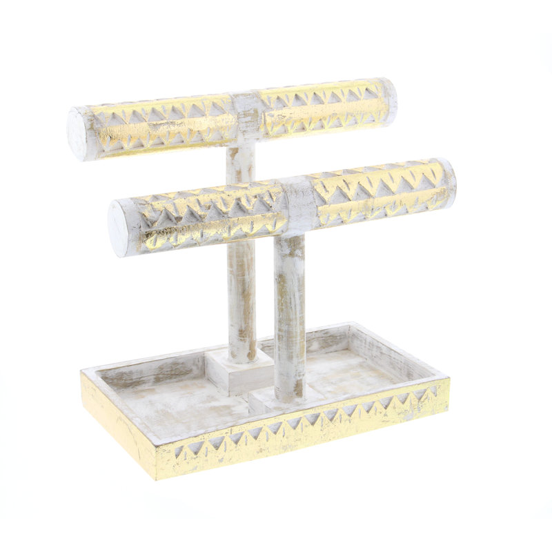 Wood Jewelry Stand +, Gold