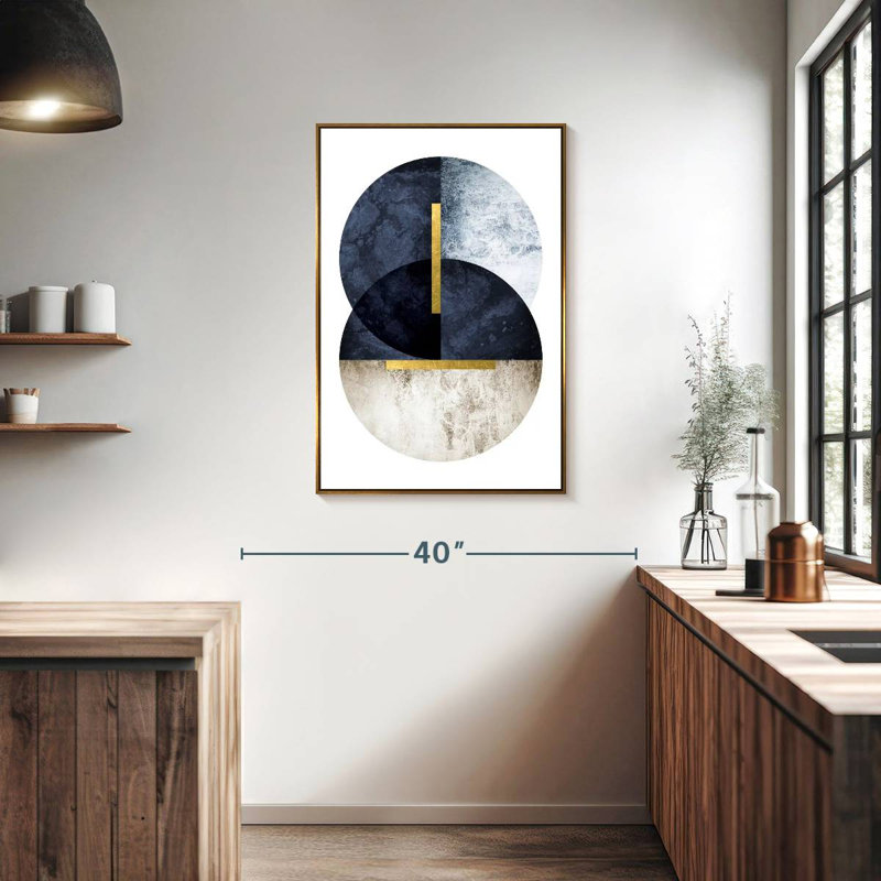 Bleu marine foncé, 25" x 37", Floating Frame Gold